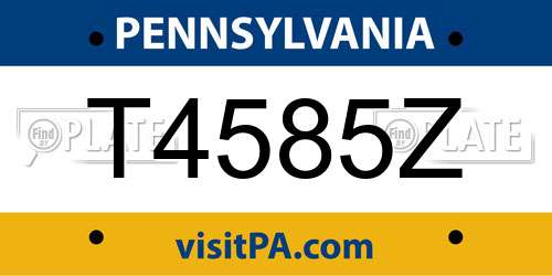 T4585Z Pennsylvania License Plate