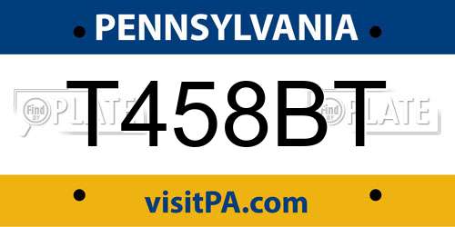 T458BT Pennsylvania License Plate