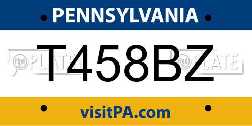 T458BZ Pennsylvania License Plate