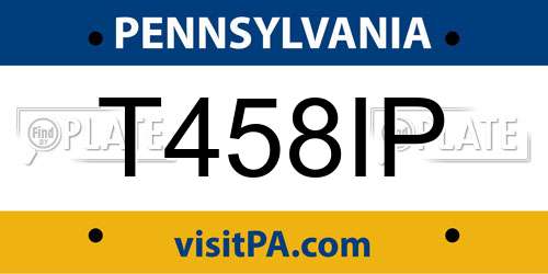T458IP Pennsylvania License Plate