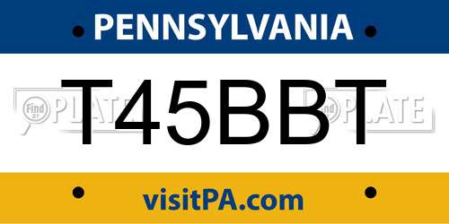 T45BBT Pennsylvania License Plate