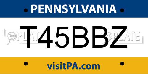 T45BBZ Pennsylvania License Plate