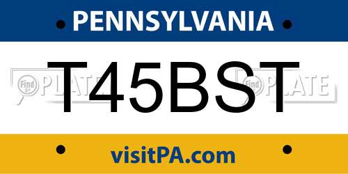 T45BST Pennsylvania License Plate