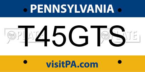 T45GTS Pennsylvania License Plate