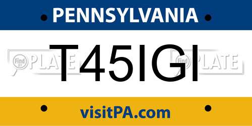 T45IGI Pennsylvania License Plate