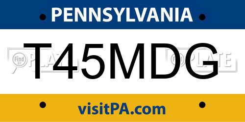 T45MDG Pennsylvania License Plate