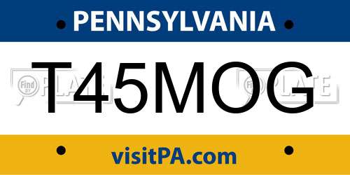 T45MOG Pennsylvania License Plate
