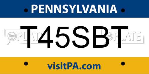 T45SBT Pennsylvania License Plate
