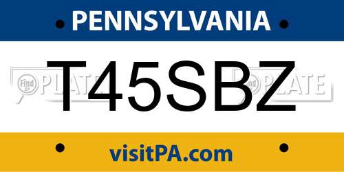 T45SBZ Pennsylvania License Plate