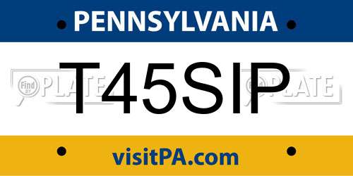 T45SIP Pennsylvania License Plate