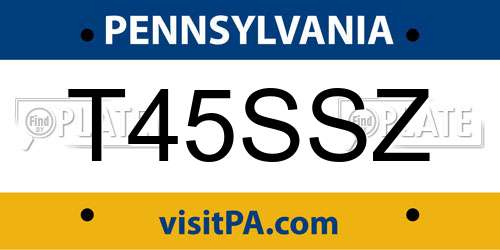 T45SSZ Pennsylvania License Plate