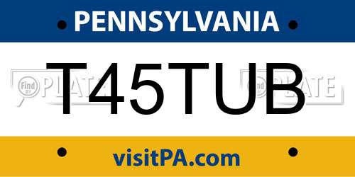 T45TUB Pennsylvania License Plate