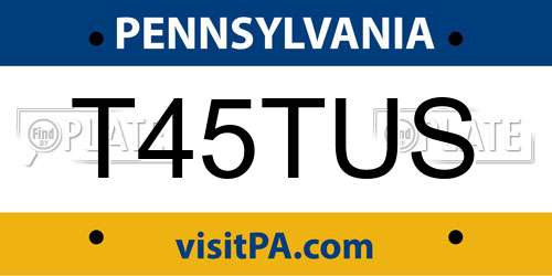 T45TUS Pennsylvania License Plate