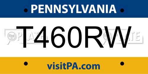T460RW Pennsylvania License Plate