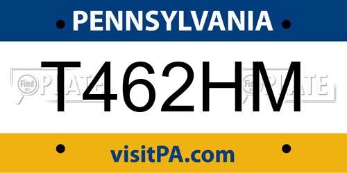 T462HM Pennsylvania License Plate