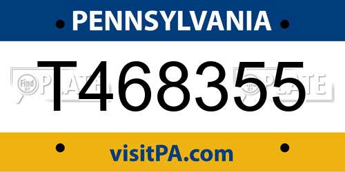 T468355 Pennsylvania License Plate