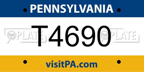 T4690 Pennsylvania License Plate