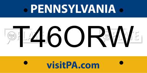 T46ORW Pennsylvania License Plate