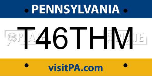 T46THM Pennsylvania License Plate