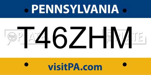 T46ZHM Pennsylvania License Plate