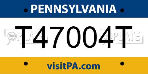 T47004T Pennsylvania License Plate