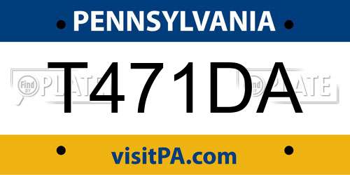 T471DA Pennsylvania License Plate