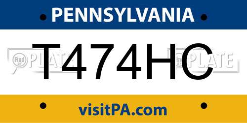 T474HC Pennsylvania License Plate