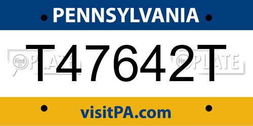 T47642T Pennsylvania License Plate