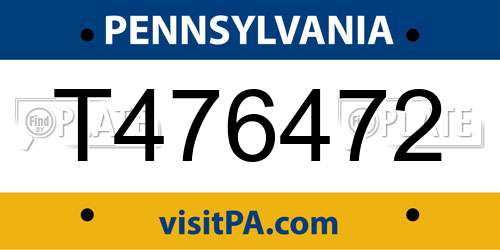 T476472 Pennsylvania License Plate
