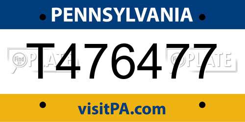 T476477 Pennsylvania License Plate