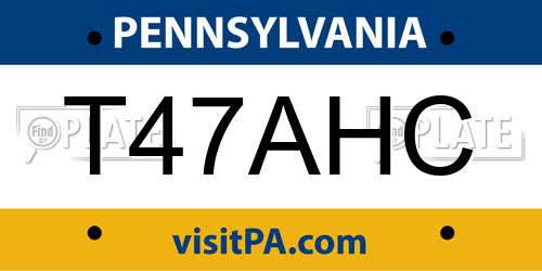T47AHC Pennsylvania License Plate