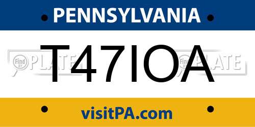 T47IOA Pennsylvania License Plate