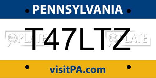 T47LTZ Pennsylvania License Plate