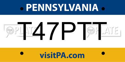 T47PTT Pennsylvania License Plate