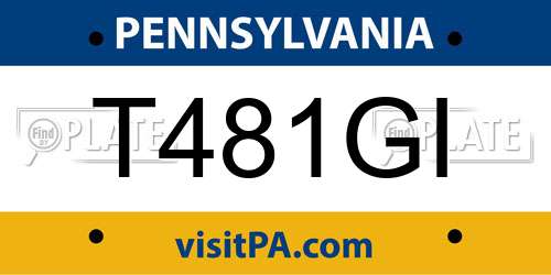 T481GI Pennsylvania License Plate