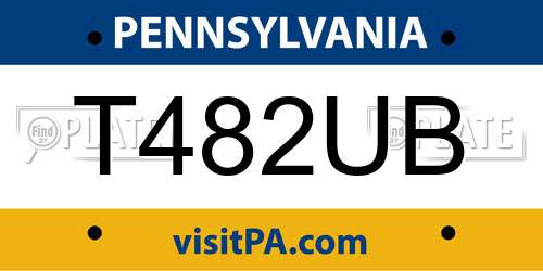 T482UB Pennsylvania License Plate