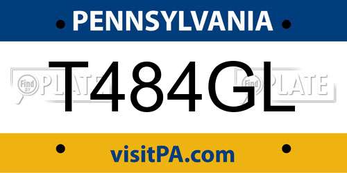 T484GL Pennsylvania License Plate