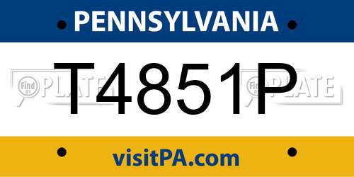 T4851P Pennsylvania License Plate
