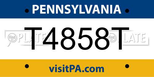 T4858T Pennsylvania License Plate
