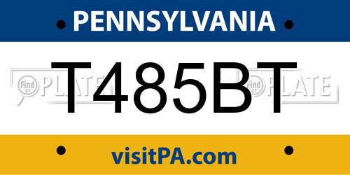 T485BT Pennsylvania License Plate