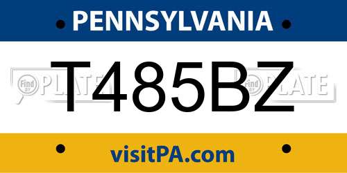 T485BZ Pennsylvania License Plate