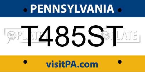 T485ST Pennsylvania License Plate