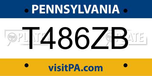 T486ZB Pennsylvania License Plate