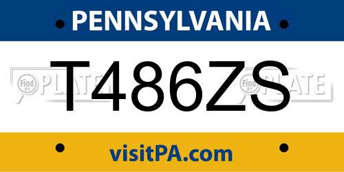 T486ZS Pennsylvania License Plate