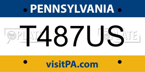 T487US Pennsylvania License Plate