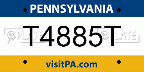 T4885T Pennsylvania License Plate