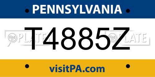 T4885Z Pennsylvania License Plate