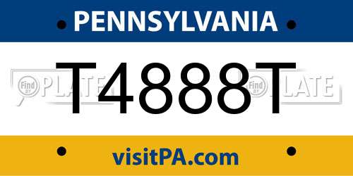 T4888T Pennsylvania License Plate