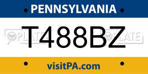 T488BZ Pennsylvania License Plate