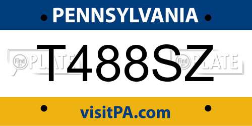 T488SZ Pennsylvania License Plate